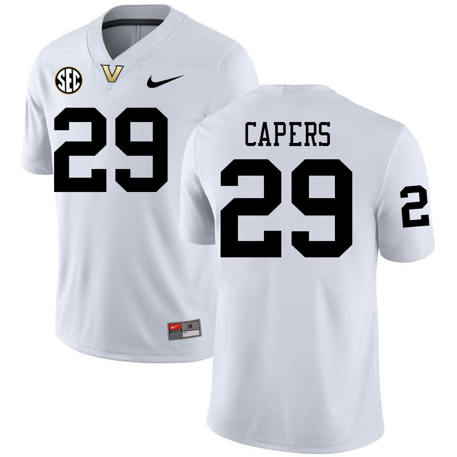 Miles Capers Jersey, Vanderbilt Commodores #29 Miles Capers Football Jersey, Uniforms-White